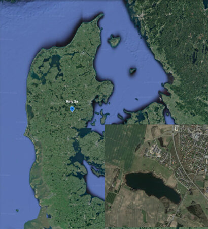 Kort der viser Ring Sø. Google Map 2023