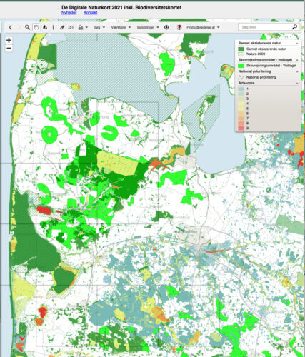 Kort over biodiversitet klosterheden © Miljøgis