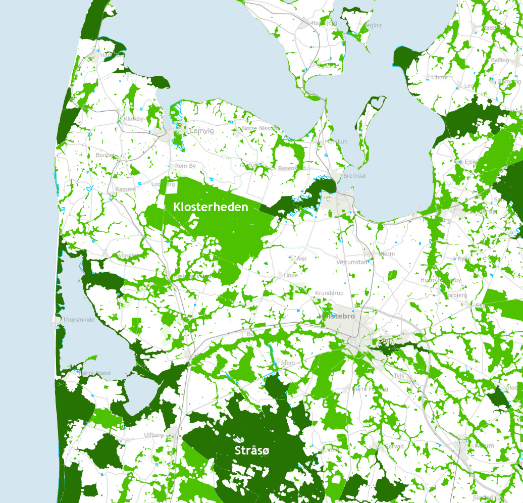 Udpegning af store naturområder på baggrund af naturdindikatorer © Ejrnæs et al.